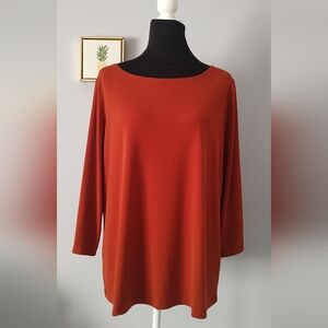 Susan Graver Women's Long Sleeve Top - Rust Orange